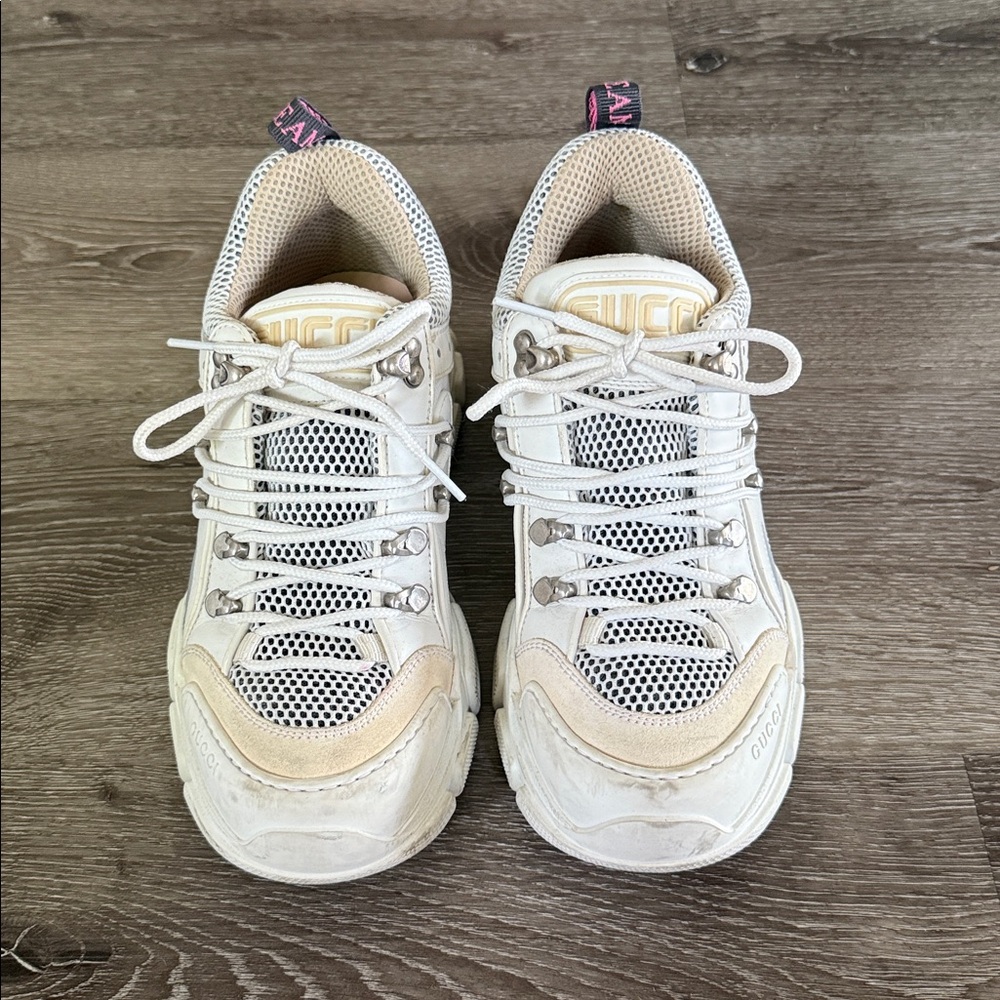 Gucci Women's White Flashtrek Sneakers, size 38